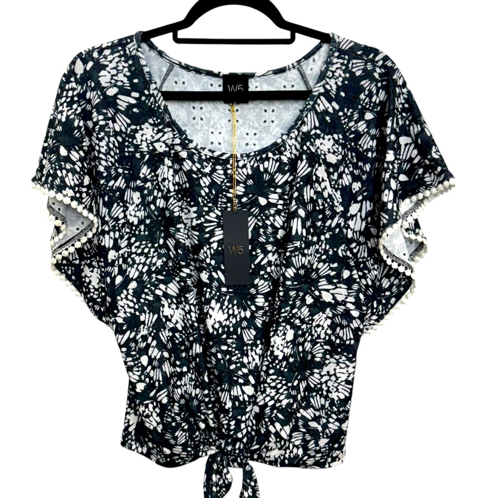 Anthropologie W5 Women’s Black and White Patterned Blouse Size‎ M **218